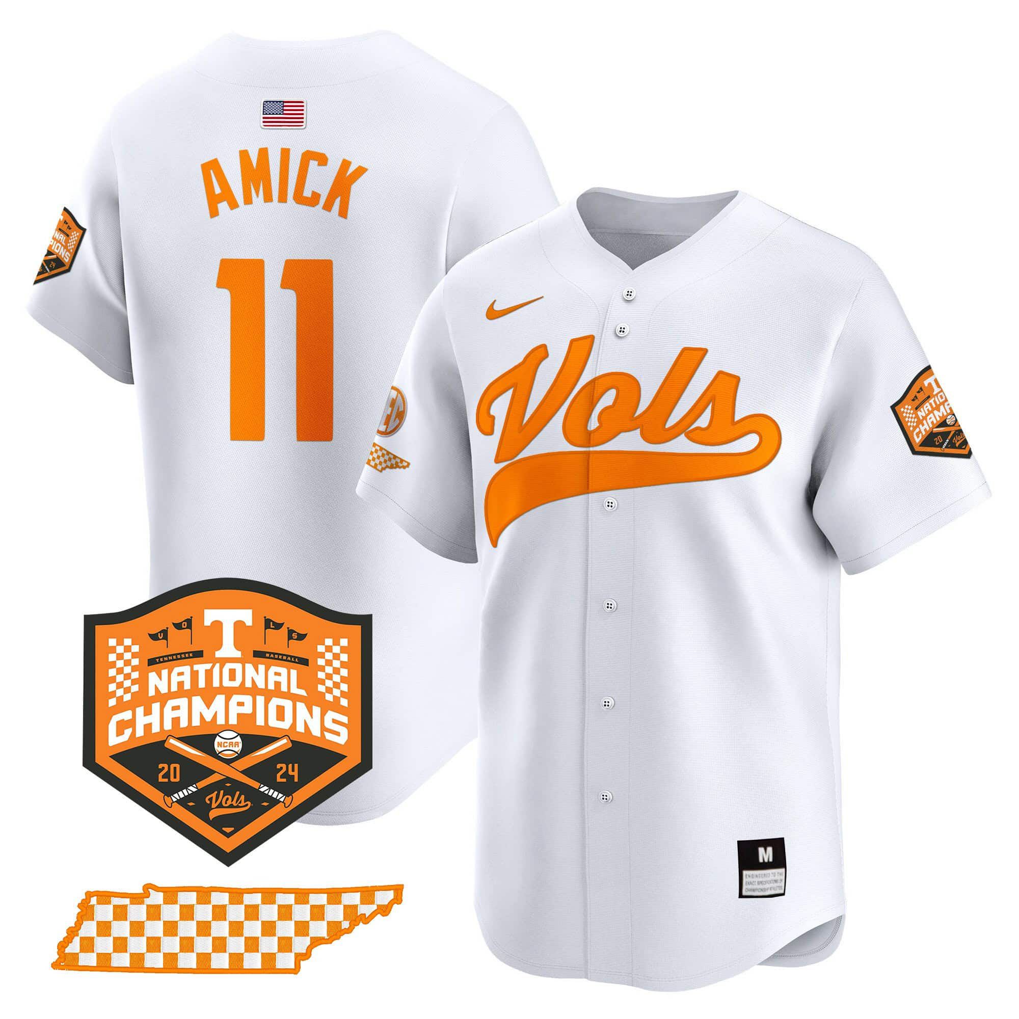 Men Tennessee Volunteers #11 Amick White 2024 Nike Champions Vapor Premier Limited NCAA Jersey